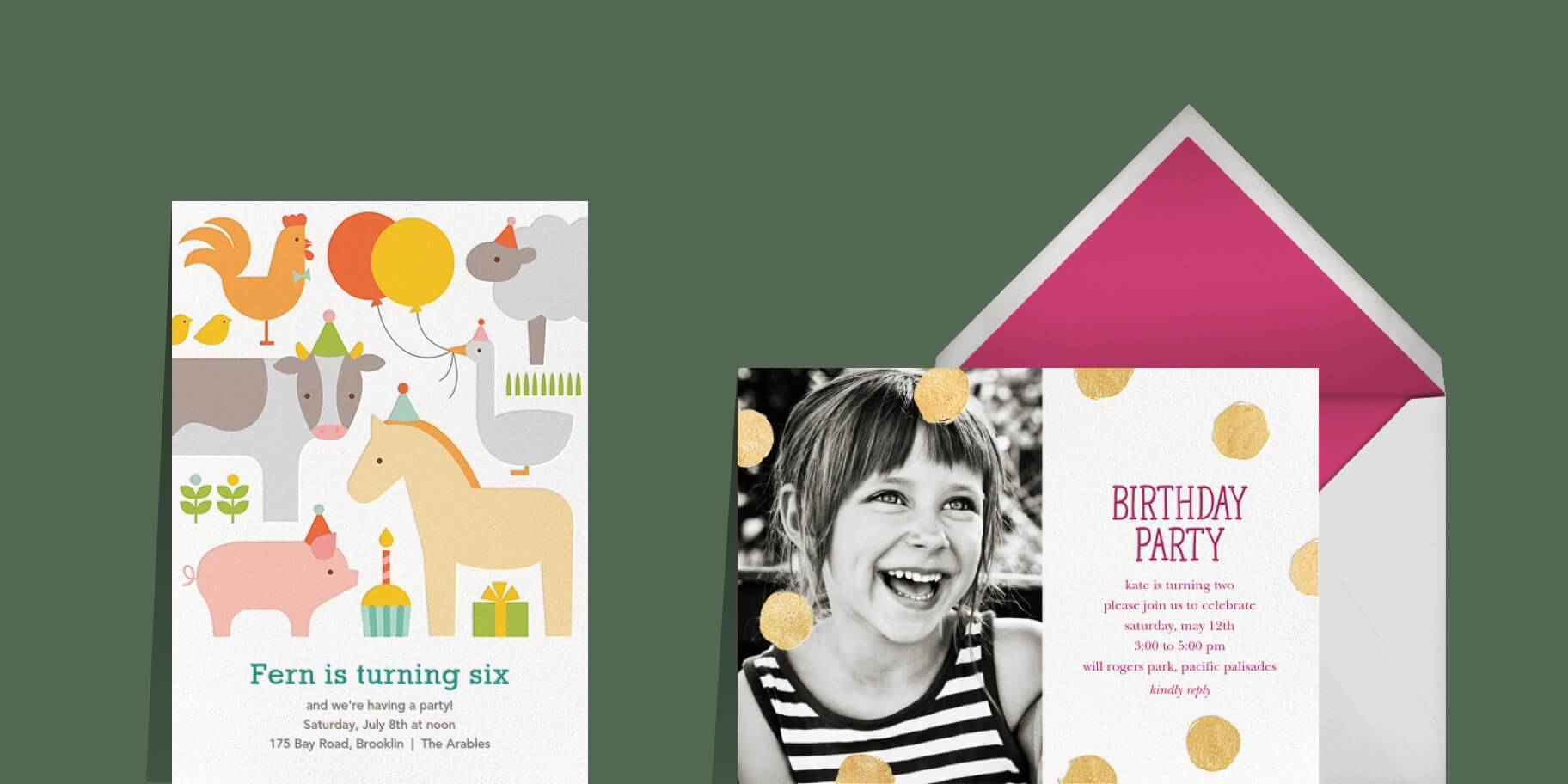 Online kids' birthday invitations